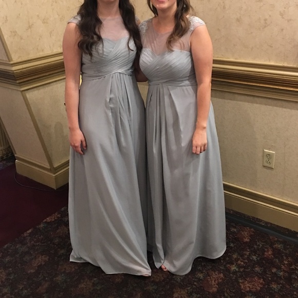 Beautiful Grey Bridesmaid Dress with Lace Shoulder Detailing - Picture 10 of 10